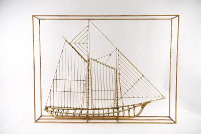 Curtis Jer Curtis Jere Brass Ship Sculpture Signed