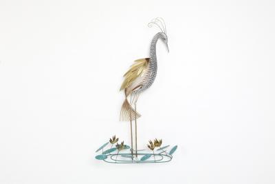 Curtis Jer Curtis Jere Brass Wall Mounted Heron Sculpture 1988