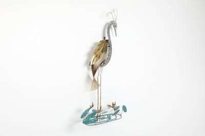Curtis Jer Curtis Jere Brass Wall Mounted Heron Sculpture 1988