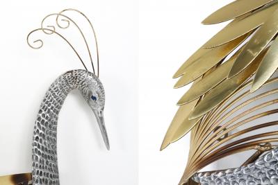 Curtis Jer Curtis Jere Brass Wall Mounted Heron Sculpture 1988