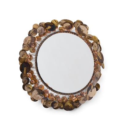 Curtis Jer Curtis Jere Brutalist Mid Century Signed Raindrops Metal Wall Mirror