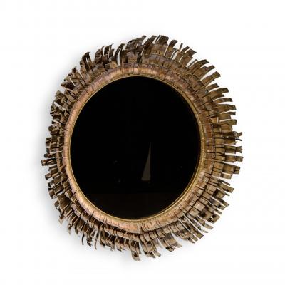 Curtis Jer Curtis Jere Mid Century Brutalist Copper and Brass Eyelash Mirror
