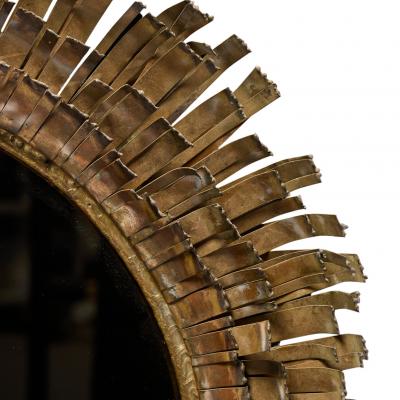 Curtis Jer Curtis Jere Mid Century Brutalist Copper and Brass Eyelash Mirror