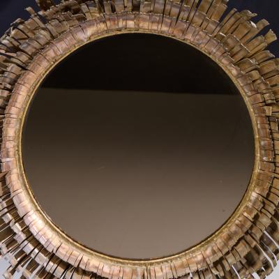 Curtis Jer Curtis Jere Mid Century Brutalist Copper and Brass Eyelash Mirror