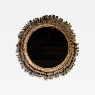 Curtis Jer Curtis Jere Mid Century Brutalist Copper and Brass Eyelash Mirror