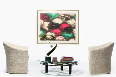 Curtis Jer Curtis Jere Post Modern Table Sculpture of Brass Chrome and Marble c 1985