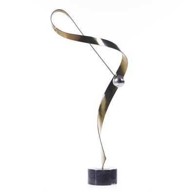 Curtis Jer Curtis Jere Postmodern Brass Chrome and Marble Table Sculpture