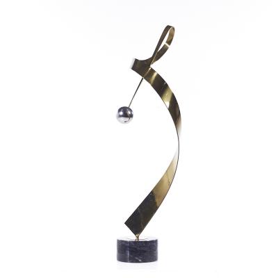 Curtis Jer Curtis Jere Postmodern Brass Chrome and Marble Table Sculpture