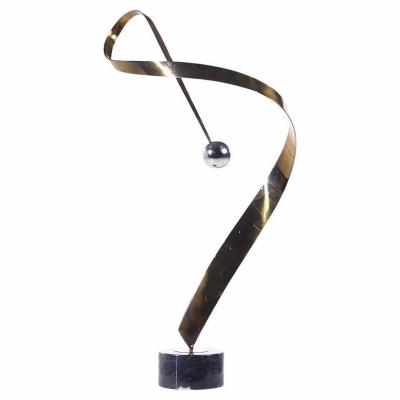Curtis Jer Curtis Jere Postmodern Brass Chrome and Marble Table Sculpture