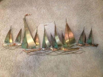 Curtis Jer Curtis Jere Sailboat Wall Sculpture 1971
