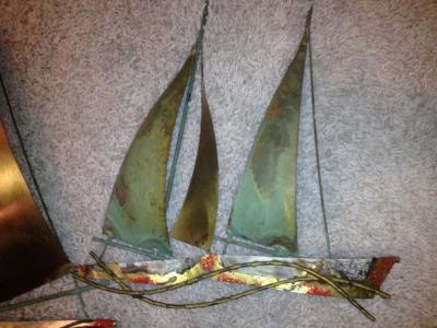 Curtis Jer Curtis Jere Sailboat Wall Sculpture 1971