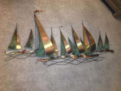 Curtis Jer Curtis Jere Sailboat Wall Sculpture 1971