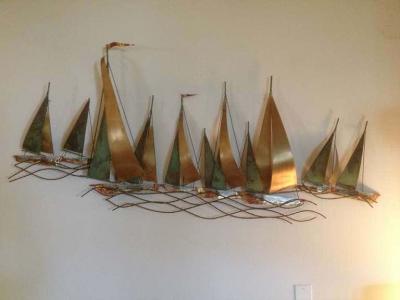 Curtis Jer Curtis Jere Sailboat Wall Sculpture 1971