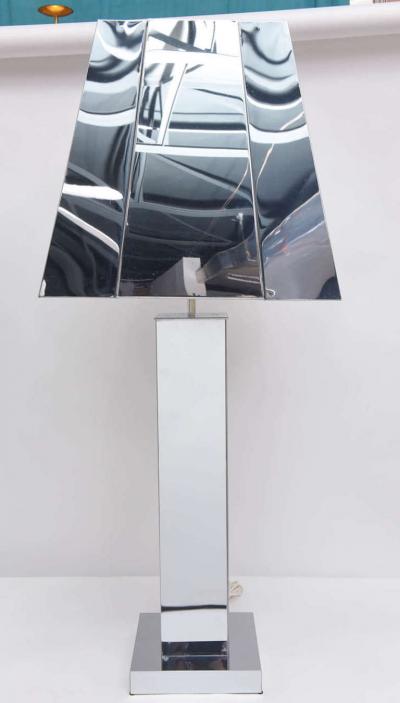 Curtis Jer Curtis Jere Sculptural Chrome Table Lamp with Chrome Shade USA 1976 Signed