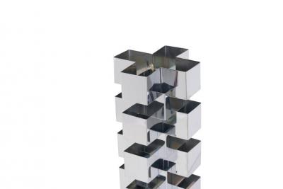 Curtis Jer Curtis Jere Stacked Chrome Geometric Skyscraper Lamp