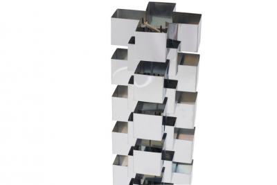 Curtis Jer Curtis Jere Stacked Chrome Geometric Skyscraper Lamp