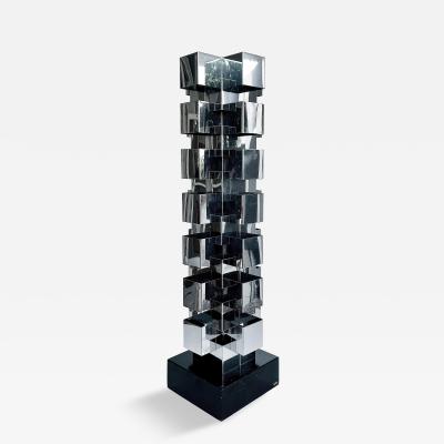 Curtis Jer Curtis Jere Stacked Chrome Geometric Skyscraper Lamp Signed Working Condition