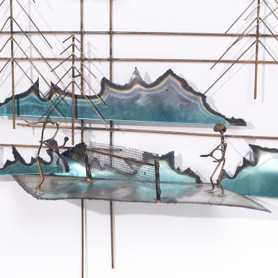 Curtis Jer Curtis Jere Style Mid Century Brass Tennis Sculpture