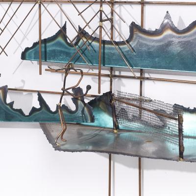 Curtis Jer Curtis Jere Style Mid Century Brass Tennis Sculpture