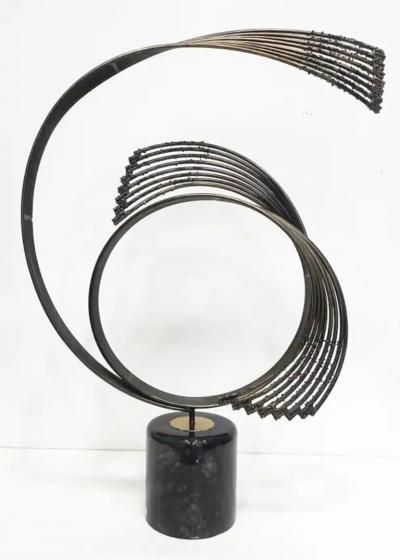 Curtis Jer Curtis Jere Windswept Brutalist Sculpture Brass and Marble