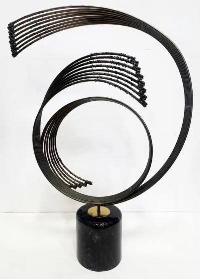 Curtis Jer Curtis Jere Windswept Brutalist Sculpture Brass and Marble
