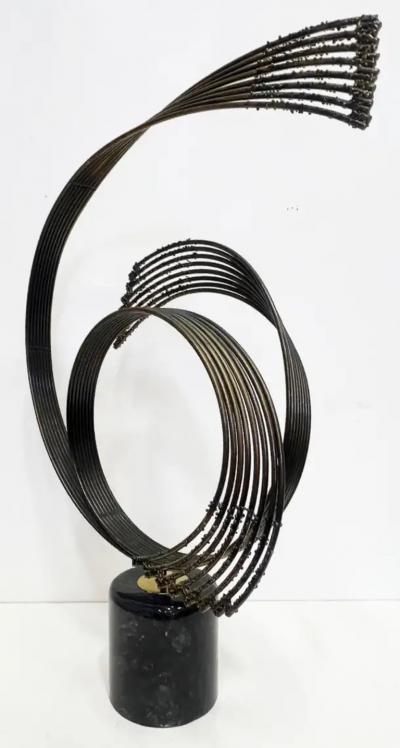 Curtis Jer Curtis Jere Windswept Brutalist Sculpture Brass and Marble