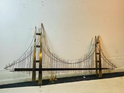 Curtis Jer EXCEPTIONAL MIXED METALS BROOKLYN BRIDGE WALL SCULPTURE BY CURTIS JERE