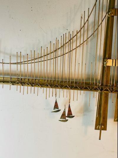 Curtis Jer EXCEPTIONAL MIXED METALS BROOKLYN BRIDGE WALL SCULPTURE BY CURTIS JERE