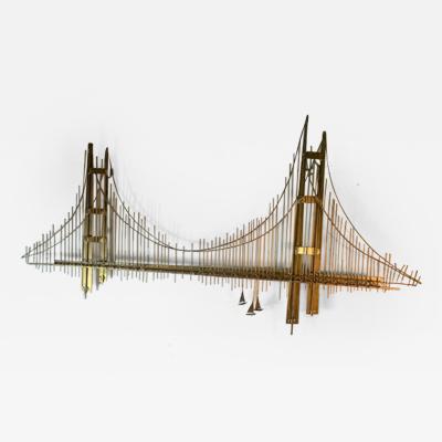 Curtis Jer EXCEPTIONAL MIXED METALS BROOKLYN BRIDGE WALL SCULPTURE BY CURTIS JERE