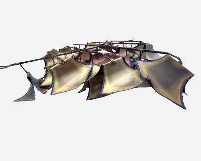 Curtis Jer Engraved and welded copper and brass wall sculpture circa 1970