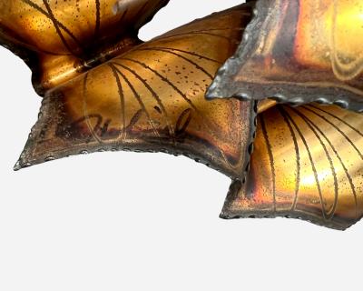 Curtis Jer Engraved and welded copper and brass wall sculpture circa 1970
