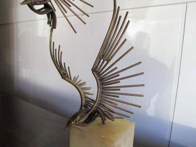 Curtis Jer Fabulous Curtis Jere Table Sculpture Flying Eagles Mid century Modern