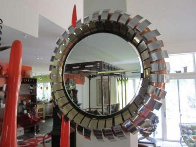 Curtis Jer Fabulous Signed Curtis Jere Eyelash Clock Mirror Mid century Modern