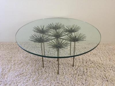 Curtis Jer French Pom Pom Bronze Gilt Iron Curtis Jere Style Petite Cocktail Table
