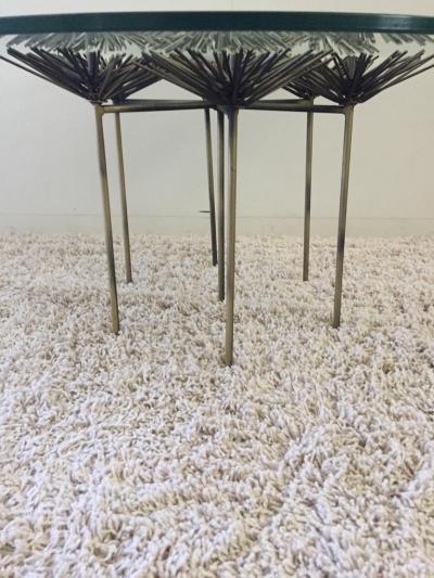 Curtis Jer French Pom Pom Bronze Gilt Iron Curtis Jere Style Petite Cocktail Table