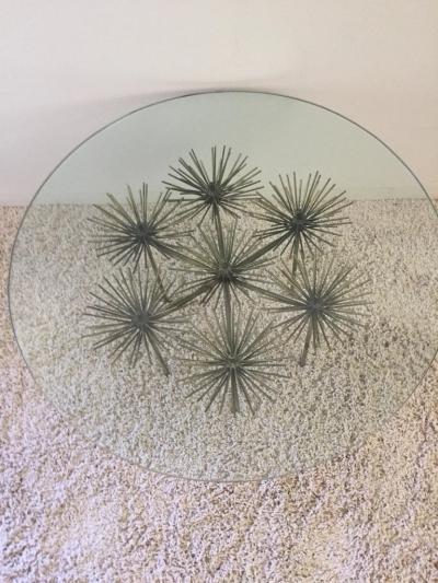 Curtis Jer French Pom Pom Bronze Gilt Iron Curtis Jere Style Petite Cocktail Table