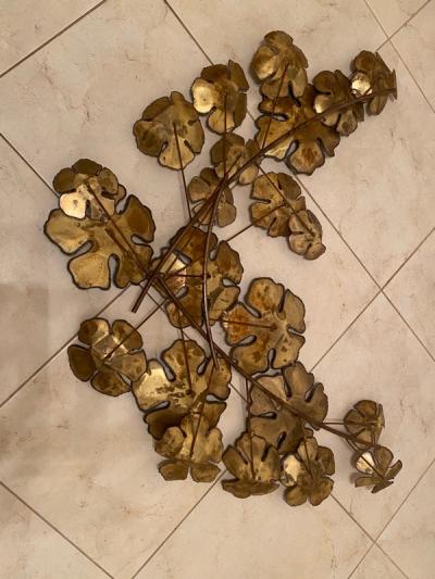Curtis Jer LARGE BRUTALIST FLOWERS WALL SCULPTURE