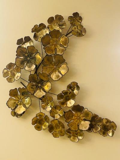 Curtis Jer LARGE BRUTALIST FLOWERS WALL SCULPTURE