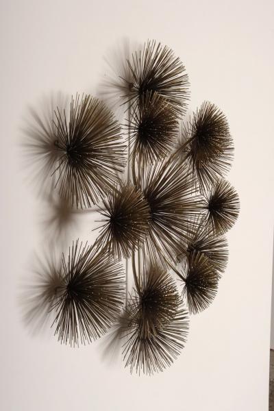Curtis Jer Large Brutalist Pom Pom Brass Wall Sculture by Curtis Jere Signed and Dated