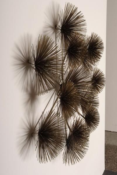 Curtis Jer Large Brutalist Pom Pom Brass Wall Sculture by Curtis Jere Signed and Dated