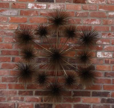 Curtis Jer Large Brutalist Pom Pom Brass Wall Sculture by Curtis Jere Signed and Dated