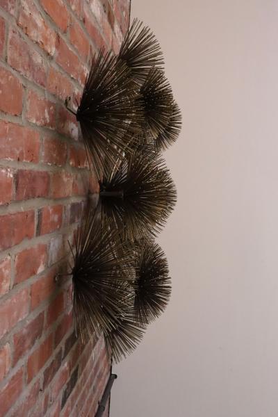 Curtis Jer Large Brutalist Pom Pom Brass Wall Sculture by Curtis Jere Signed and Dated