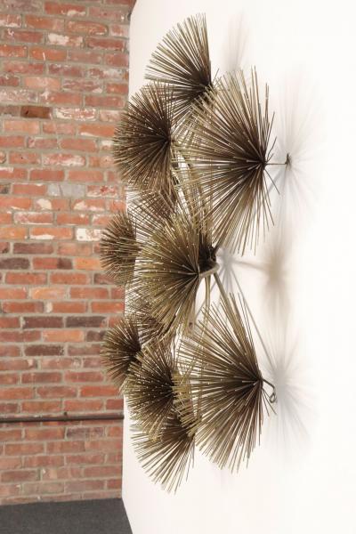 Curtis Jer Large Brutalist Pom Pom Brass Wall Sculture by Curtis Jere Signed and Dated
