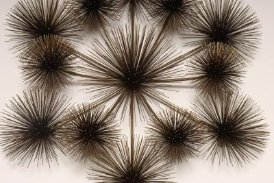 Curtis Jer Large Brutalist Pom Pom Brass Wall Sculture by Curtis Jere Signed and Dated