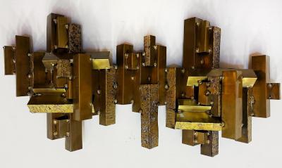 Curtis Jer Large Curtis Jer Vintage Brutalist Cityscape Wall Sculpture