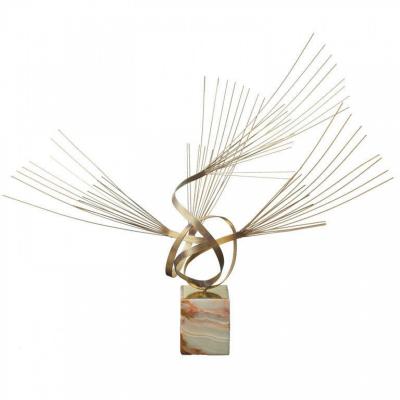 Curtis Jer Large Curtis Jere Brass Sculpture on Onyx Base