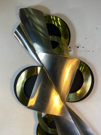 Curtis Jer MODERNIST BLACK BRASS AND CHROME WALL SCULPTURE BY CURTIS JERE
