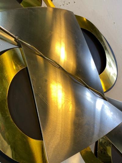 Curtis Jer MODERNIST BLACK BRASS AND CHROME WALL SCULPTURE BY CURTIS JERE