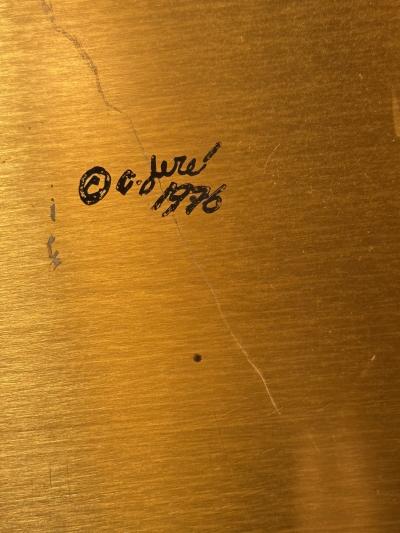 Curtis Jer MODERNIST BRASS CHROME LAMP WITH LARGE RECTANGULAR SHADE BY CURTIS JERE