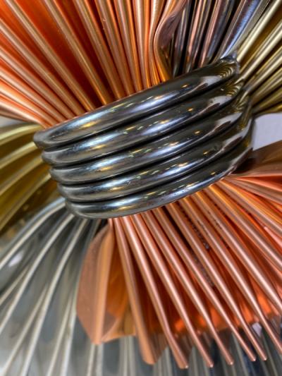 Curtis Jer MODERNIST TRICOLOR METAL FAN WALL SCULPTURE BY CURTIS JERE